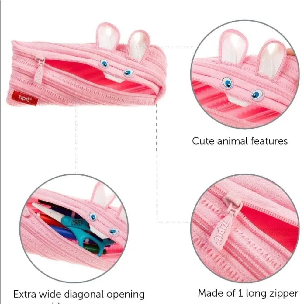 Zipit pink bunny zipper cosmetics case